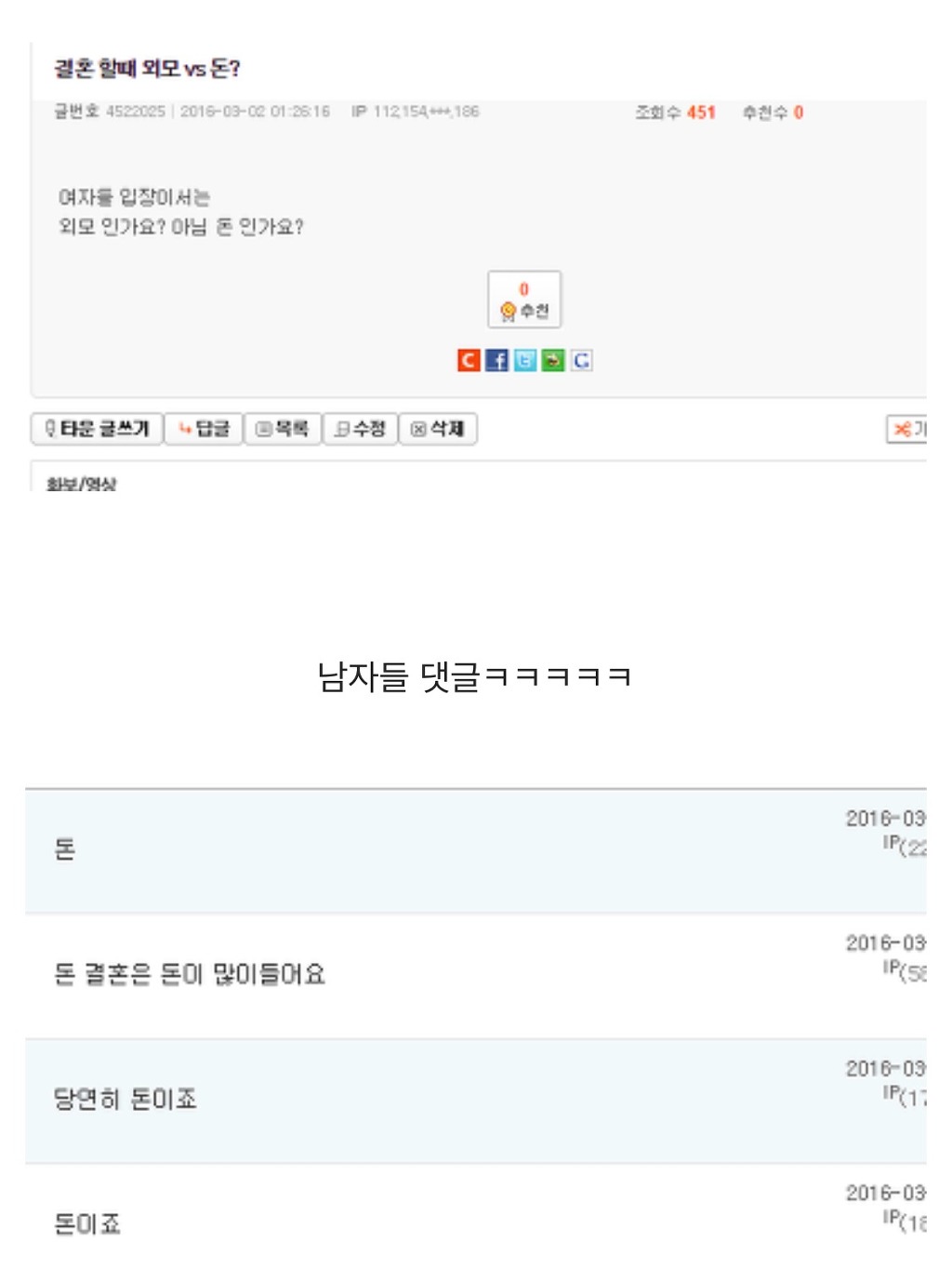 여자들은 결혼할 때 돈인가요? 외모인가요? | 인스티즈