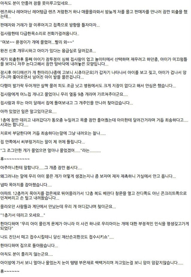  딸이 개한테 물려서 12층에서 그 개를 던져버렸습니다 | 인스티즈