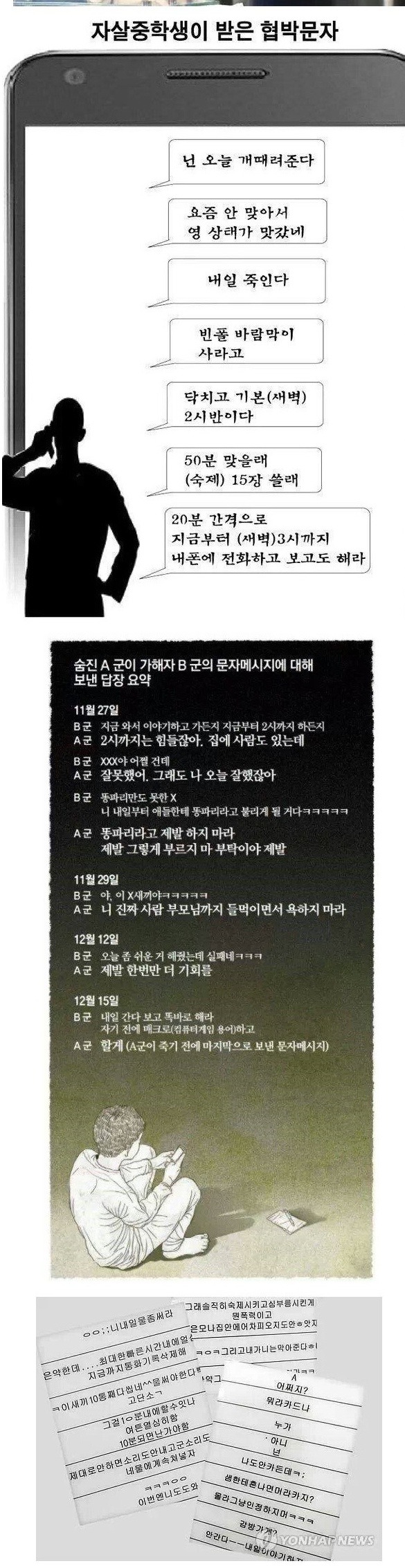 자살한 중학생이 받은 협박 문자들 | 인스티즈