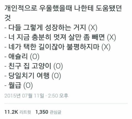 개인적으로 우울했을때 나한테 도움됐던 것 twt | 인스티즈