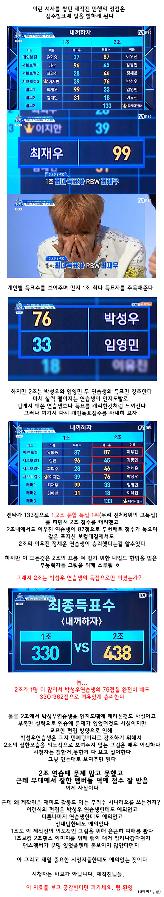 [프로듀스101] 편집놀음으로 실력 너프당한 내꺼하자2조.jpg | 인스티즈