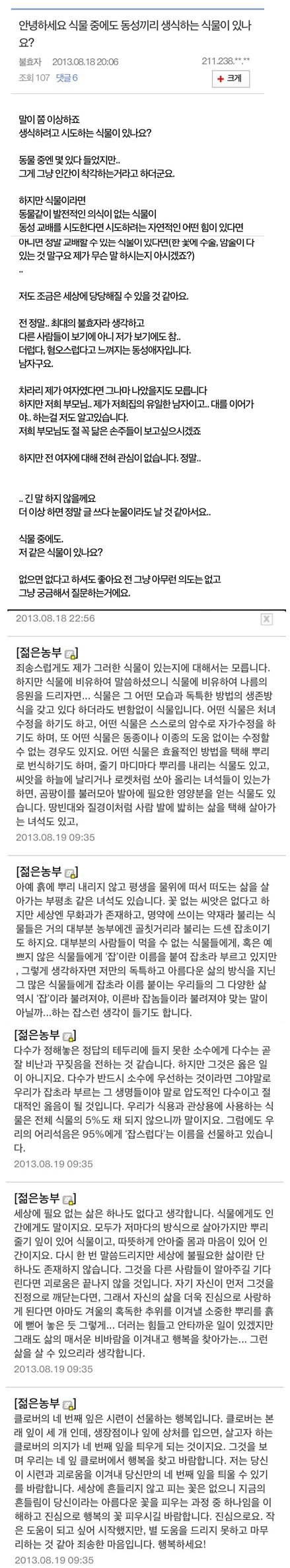 식물갤의 흔한 리플 ㅠㅜ.jpg - 악플달면 쩌리쩌려버려 - ＊여성시대＊ 차분한 20대들의 알흠다운 공간